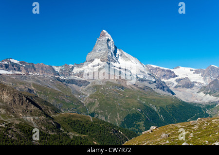 Sommer Blick auf Matterhorn, Zermatt, Wallis oder Wallis, Schweiz Stockfoto