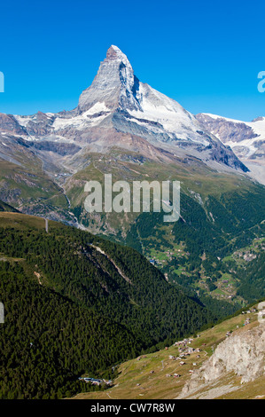 Sommer Blick auf Matterhorn, Zermatt, Wallis oder Wallis, Schweiz Stockfoto