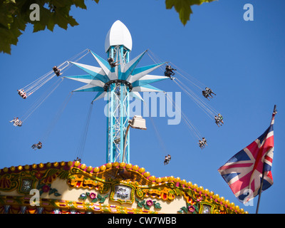 Kirmes im Jubilee Gardens, South Bank - der Tag vor der Eröffnung der Olympischen Spiele in London Stockfoto
