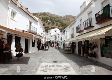 Straße in der alten Stadt Mijas, Andalusien Spanien Stockfoto