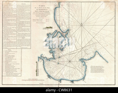 1775 Mannevillette Karte von Trincomalee, Ceylon oder Sri Lanka Stockfoto