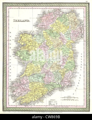 1850 Mitchell und Cowperthwait Karte von Irland Stockfoto