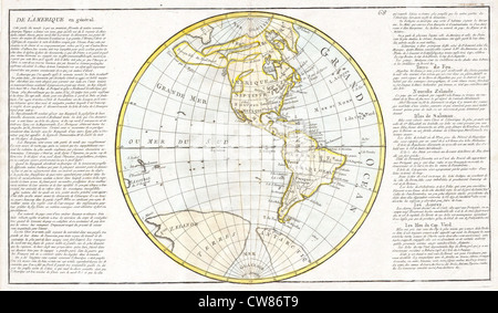 1785 Clouet Karte von Nordamerika und Südamerika Stockfoto