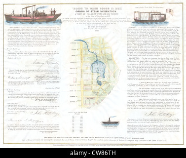 1846-Breitseite der sammeln Teich, New York und Dampf Boot (5 Punkte) Stockfoto