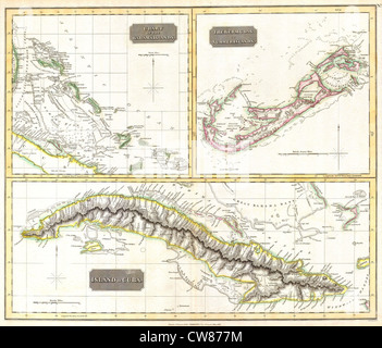 1815 Thomson Karte von Kuba. Bermuda ^ der Bahamas Stockfoto