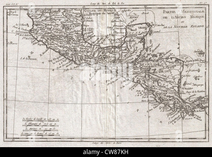 1780 Raynal und Bonne Karte von Zentralamerika und Südmexiko Stockfoto