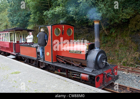 Launceston Steam Railway. Eine 2 Fuß Schmalspurbahn von Launceston, Cornwall mit Quarry Hunslet Motoren ausgeführt. Stockfoto