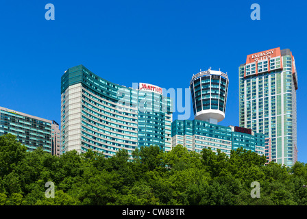 Hotels auf der kanadischen Seite, Niagara Falls, Ontario, Kanada Stockfoto