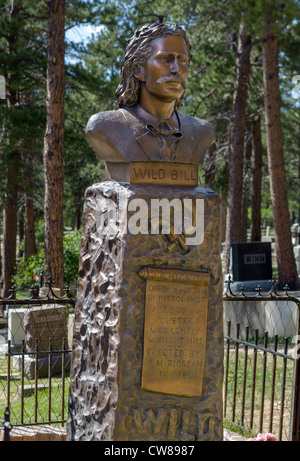 Grab von Wild Bill Hickok in Mount Moriah Cemetery, Deadwood, South Dakota, USA Stockfoto