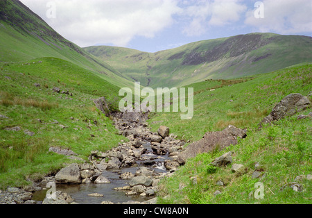 Blackhope Burn Kaskaden durch schwarze Hoffnung Glen, Moffat Dale, Dumfries & Galloway, Schottland, UK Stockfoto