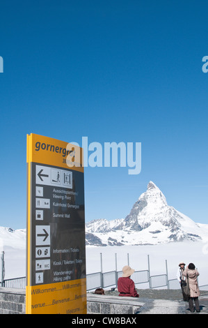 Peak Gornergrat, Schweiz. Matterhorn von oben auf den Gornergrat. Stockfoto