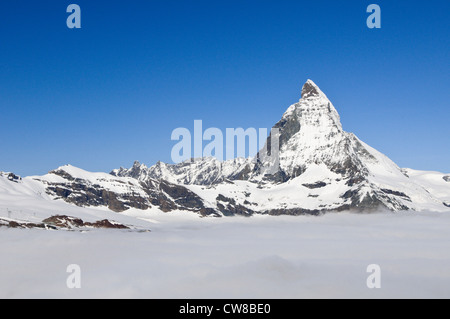 Das Matterhorn, Walliser Alpen aus Spitze Peak Gornergrat Zermatt, Schweiz. Stockfoto