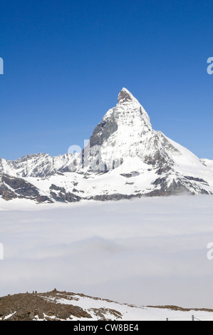 Das Matterhorn, Walliser Alpen aus Spitze Peak Gornergrat Zermatt, Schweiz. Stockfoto