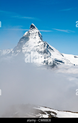 Das Matterhorn, Walliser Alpen aus Spitze Peak Gornergrat Zermatt, Schweiz. Stockfoto