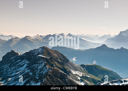 Jungfrau Region, Schweiz. Jungfraumassiv vom Schilthorn-Gipfel. Stockfoto