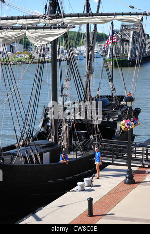 Mittschiffs und Heck der Pinta. Stockfoto