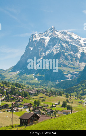 Jungfrau Region, Schweiz. Grindelwald-Tal unterhalb des Wetterhorns. Stockfoto