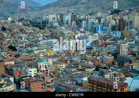 La Paz, die höchstgelegene Hauptstadt der Welt auf 3700m. Bolivien, Südamerika Stockfoto