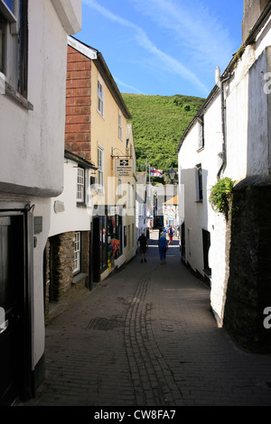 Engen Gassen und kleinen Cottages in Port Isaac Cornwall Stockfoto