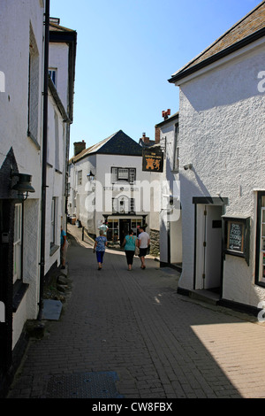 Gassen, weiß getünchten Häuser in Port Isaac in Cornwall Stockfoto