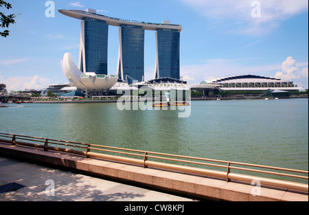 Asia Singapore Marina Bay Sands Hotel und Casino, gesehen in Marina Bay. Stockfoto