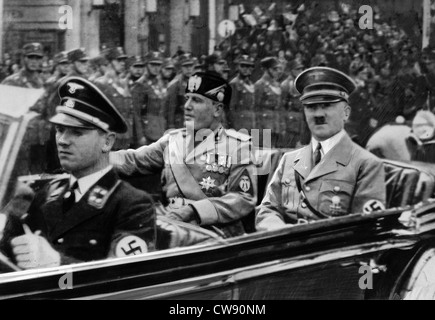 Mussolini Hitler nach Duce Ankunft in München (1937) Stockfoto