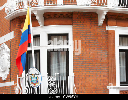 Gesamtansicht der Ecuador Botschaft in London, wo Julian Assange (nicht abgebildet) diplomatische Asyl beantragt hat Stockfoto