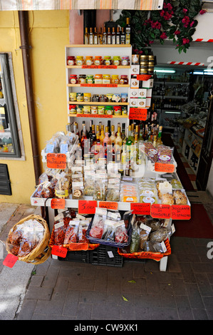 Olive Oil Muttern Stand Taormina Sizilien Meer Mittelmeerinsel Stockfoto