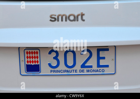 Auto-Nummernschild Monte Carlo Monaco Fürstentum Französisch Riviera Mittelmeer Cote d ' Azur Alpen Stockfoto