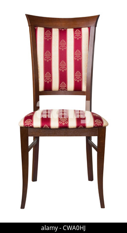 Klassiker aus Holz gepolstert Stuhl isoliert auf weiss Stockfoto