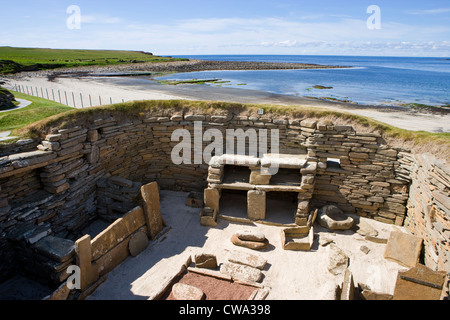 Skara Brae, neolithische Siedlung, Orkney, Schottland, Vereinigtes Königreich. Stockfoto