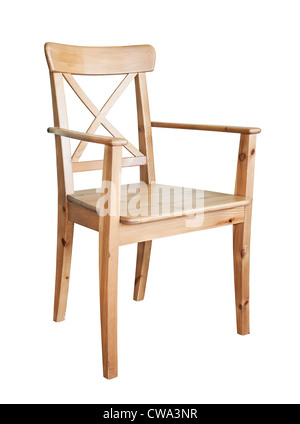 Holzstuhl, isoliert auf weißem Hintergrund Stockfoto