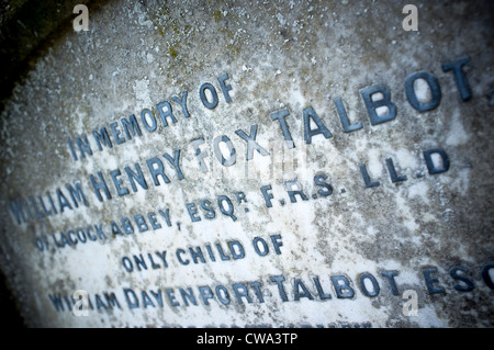 William Henry Fox Talbots Grab in Lacock Stockfoto