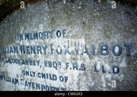 William Henry Fox Talbots Grab in Lacock Stockfoto