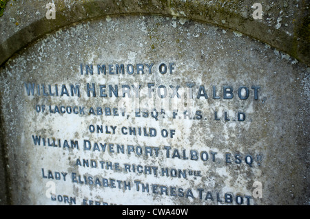 William Henry Fox Talbots Grab in Lacock Stockfoto