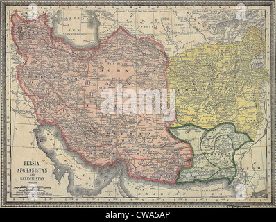 Karte von Persien, Afghanistan und Beluchistan (Pakistan). 1881 Stockfoto