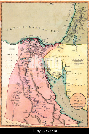 1803 Karte von Ägypten, mit Teil von Arabien und Palästina. Stockfoto