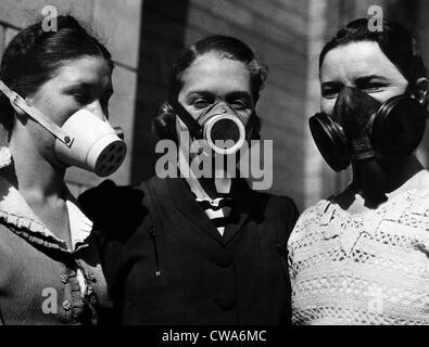 Staubmasken getragen während der Dust Bowl, 1936. Höflichkeit: CSU Archive/Everett Collection Stockfoto