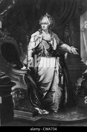 Katharina II., Kaiserin von Russland, Porträt (1729-1796). 19. Jahrhundert Gravur von Malerei des 18. Jahrhunderts. Stockfoto