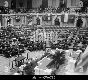 Frank Billings Kellogg (1856-1937), US-Außenministerin (1925 – 29) Eröffnung des internationalen Verbandes im Jahr 1925. Stockfoto