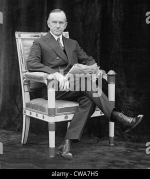 Präsident Calvin Coolidge (1872-33), sitzenden Porträt aufgenommen am 9. Mai 1924. Stockfoto