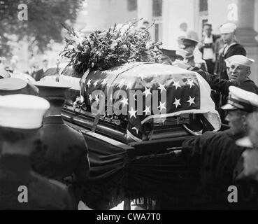 Es ist Präsident Warren Harding (1865-1923) drapiert Sarg an seinem Begräbnis im Jahre 1923 zu kennzeichnen. Stockfoto