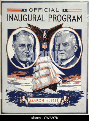 Porträts von Franklin Roosevelt (1882 1945) und sein Vizepräsident, John Garner (1868 – 1967), auf dem Cover des Beamten Stockfoto