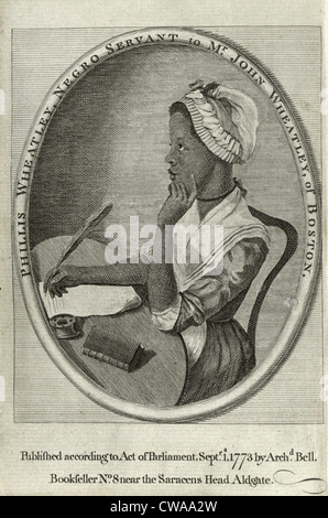 Phillis Wheatley (1753-1784) Porträt auf das Titelbild des Buches 1773, Gedichte zu verschiedenen Themen, religiösen und moralischen. Sie Stockfoto