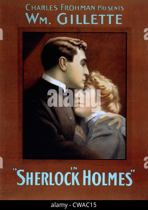 Plakat für William Gillette (1853 – 1937), US-amerikanischer Dramatiker und Schauspieler dargestellt Sherlock Holmes in Stücken schuf er aus der Stockfoto