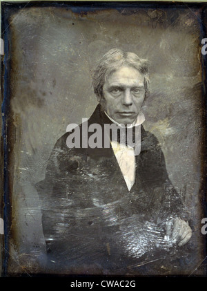 Michael Faraday (1791-1867), englischer Physiker des Elektromagnetismus und Erfinder des elektrischen Generators. Daguerreotypie von Stockfoto