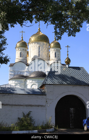 Russland. Mozhaisk. Luzhetsky Kloster. Kathedrale der Geburt der Jungfrau Maria und das Tor Stockfoto