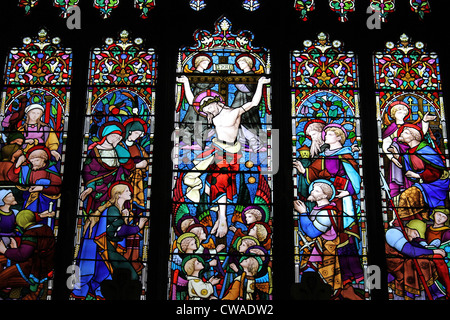 Ostfenster in Str. Peters Kirche, Chester, UK Stockfoto