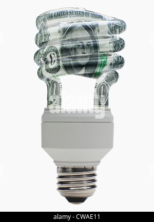 Energiesparende Glühbirne mit Dollar-design Stockfoto