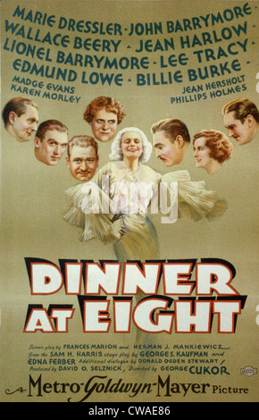 Plakat für den Film von 1933, DINNER AT EIGHT mit Marie Dressler, John Barrymore, Jean Harlow, Wallace Beery, Lionel Stockfoto